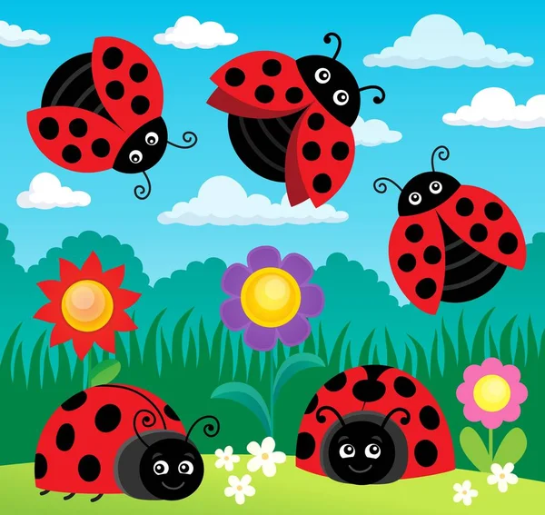 Stilize ladybugs Tema görüntü 4 — Stok Vektör