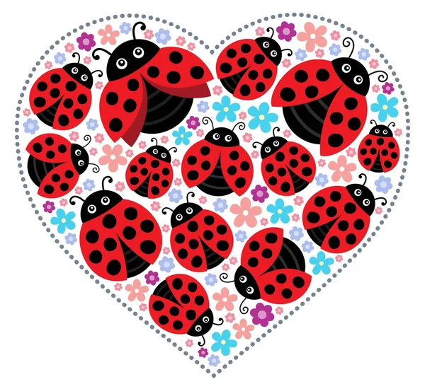 Ημέρα του Αγίου Βαλεντίνου ladybugs θέμα εικόνα 1 — Διανυσματικό Αρχείο
