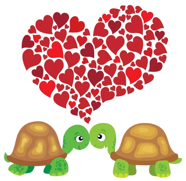 Tortugas de San Valentín tema imagen 1 — Vector de stock