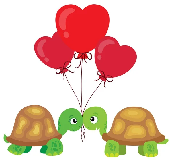 Valentine sköldpaddorna temabild 2 — Stock vektor
