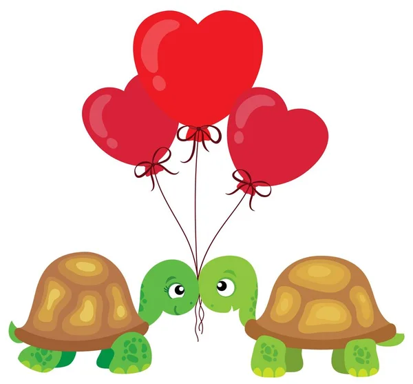 Tortugas de San Valentín tema imagen 2 — Vector de stock