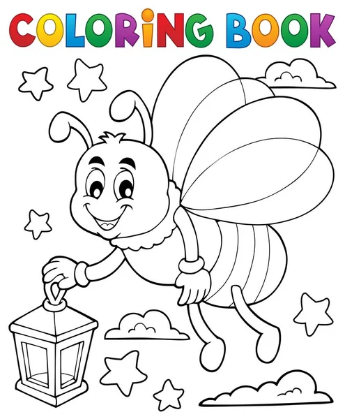 Coloring boek firefly met lantaarn — Stockvector