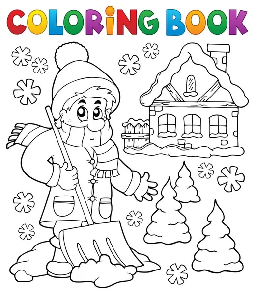 Coloring book winter theme 3 — Stock Vector