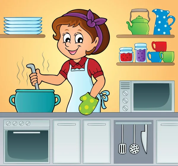 Feminino cozinheiro tema imagem 3 — Vetor de Stock