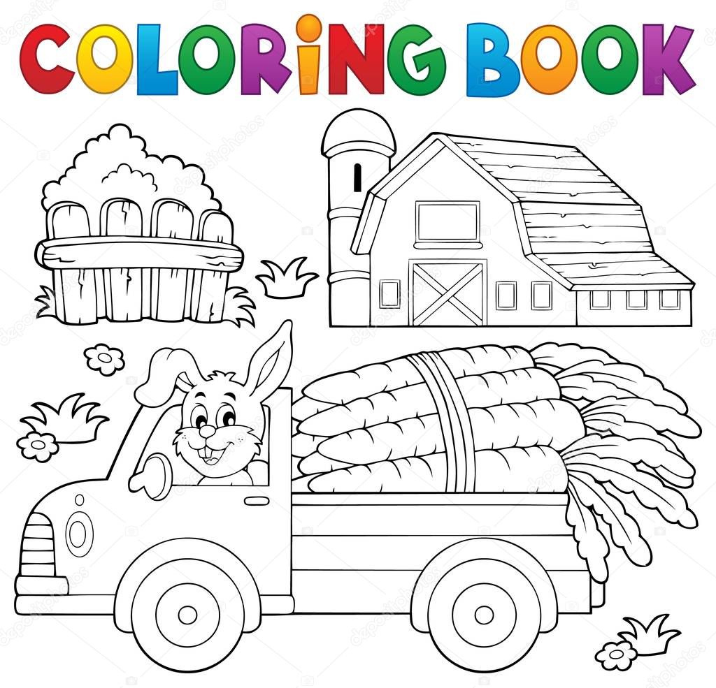 Coloring book farm truck with carrots ??? Stock Vector ?? clairev #145040985