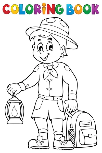 Livre à colorier scout garçon thème 3 — Image vectorielle
