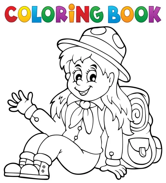 Coloring book scout girl theme 1 — Stock Vector