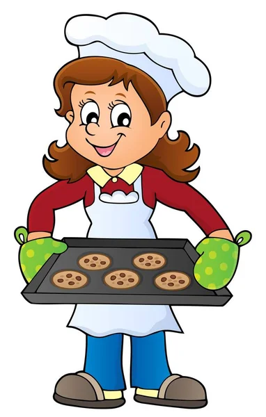 Femme cuisinier thème image 4 — Image vectorielle