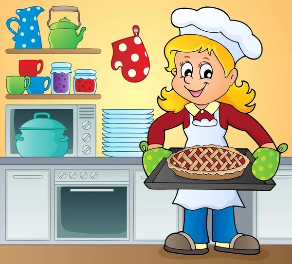 Femme cuisinier thème image 9 — Image vectorielle