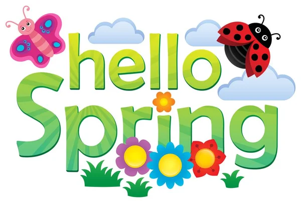 こんにちは、春のテーマ画像 3 — ストックベクタ
