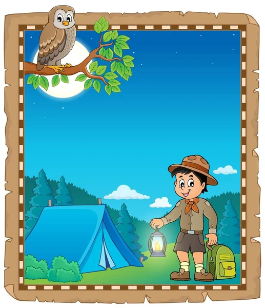 Parchemin avec scout garçon thème 2 — Image vectorielle