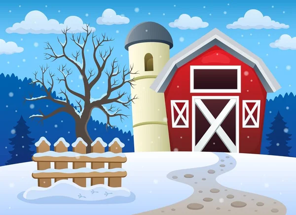 Winter farmland theme 1 — Stock Vector