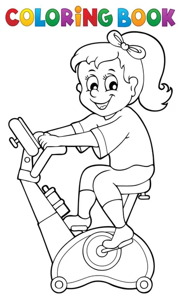 Coloring book girl exercising 2 — Stock Vector