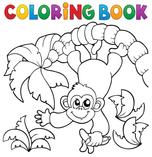 Livre à colorier singe thème 2 — Image vectorielle