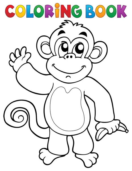 색칠 공부 책 원숭이 테마 3 — 스톡 벡터