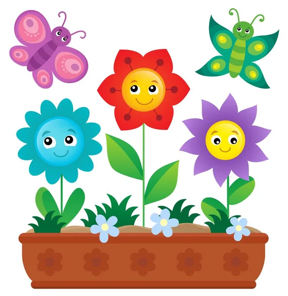 Boîte à fleurs thème image 2 — Image vectorielle