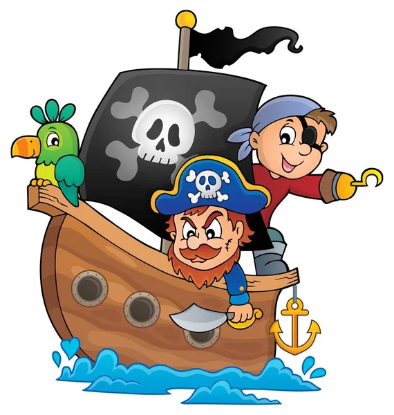 Pirate boat theme 1 — Stock Vector