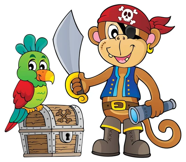 Pirat monkey ämne 1 — Stock vektor