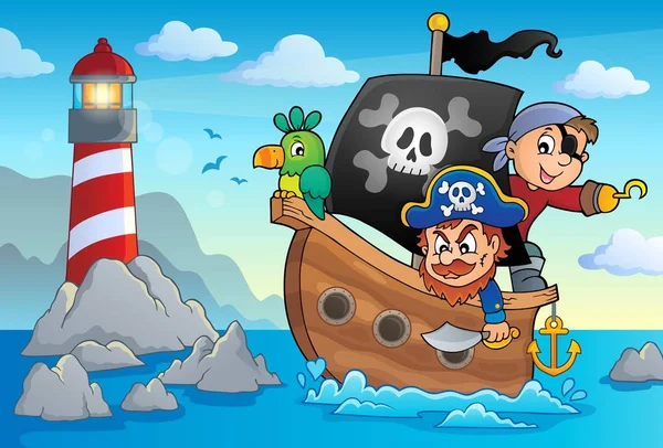 Piratenboot Thema 3 — Stockvektor