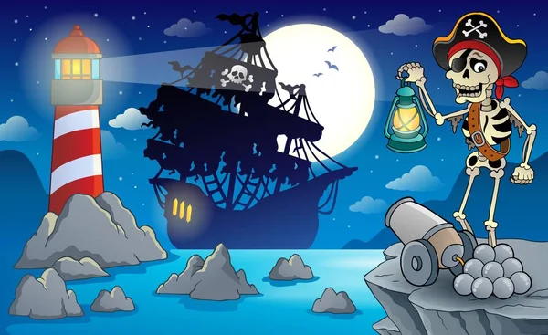 Paisaje pirata nocturno 2 — Vector de stock