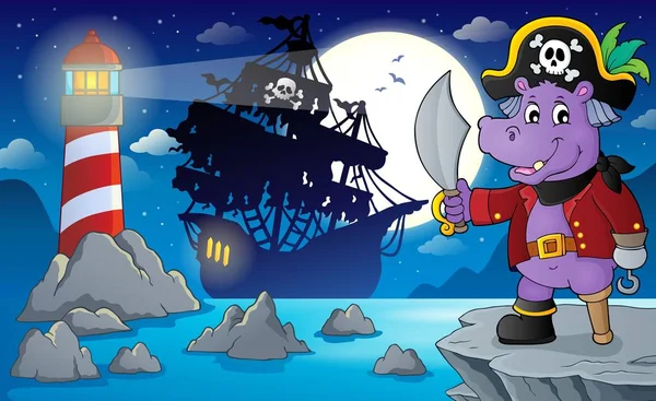 Paisaje pirata nocturno 4 — Vector de stock