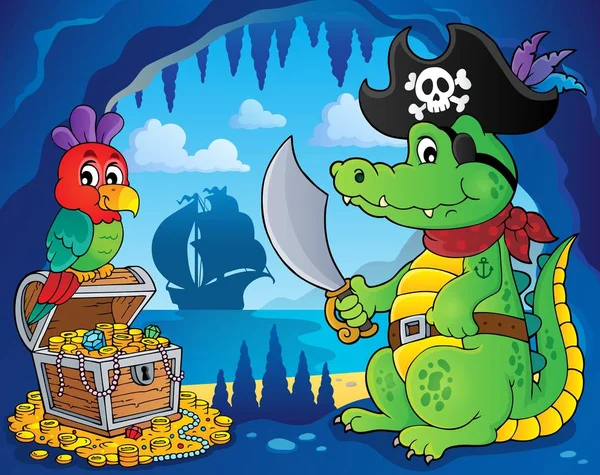 Crocodile pirate thème 3 — Image vectorielle