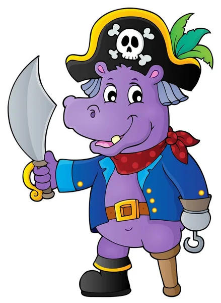 Pirate hippo theme 1 — Stock Vector