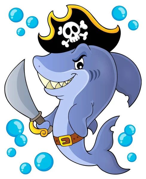 Piraat haai onderwerp afbeelding 1 — Stockvector