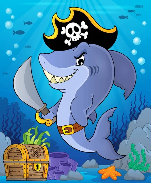 Piraat haai onderwerp afbeelding 2 — Stockvector