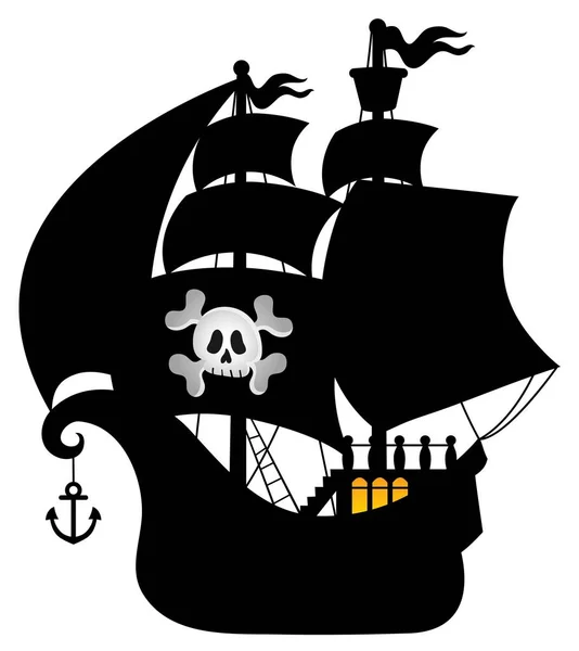 Silhouette bateau pirate thème 1 — Image vectorielle