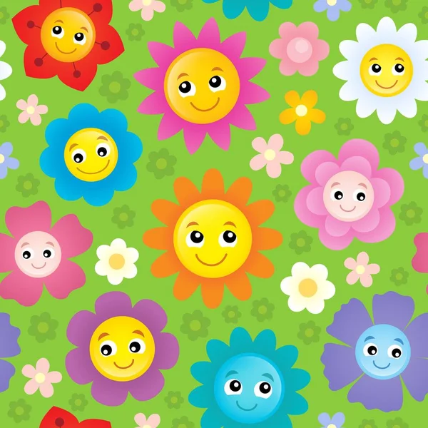 Happy flower heads seamless background 1 — Stock Vector