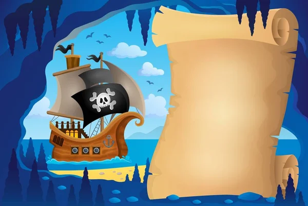 Pergaminho na imagem da caverna pirata 3 — Vetor de Stock