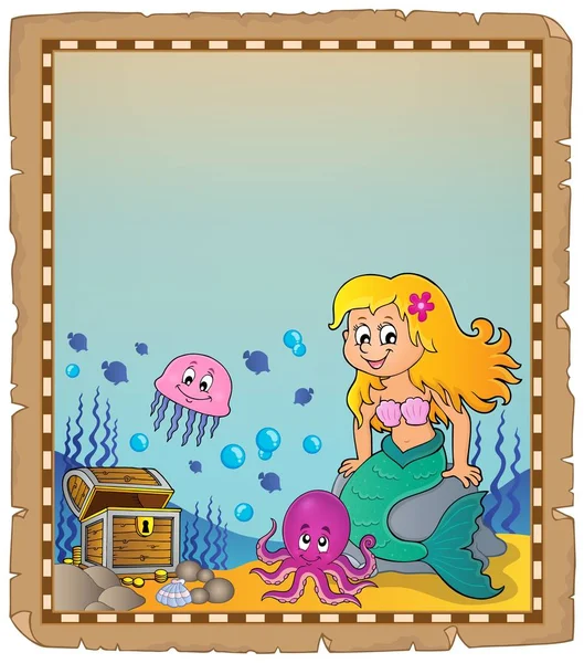 Parchment with mermaid topic 2 — Stock Vector