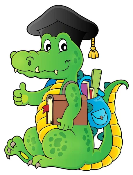 Escola tema crocodilo imagem 1 — Vetor de Stock