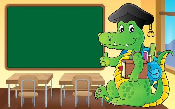 Iskola téma krokodil kép 3 — Stock Vector