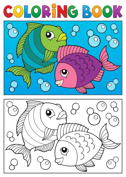 Libro da colorare con tema pesce 6 — Vettoriale Stock