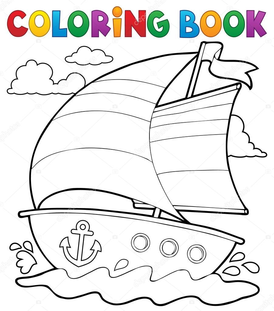 Nautical coloring books Coloring book nautical boat 1 — Stock Vector