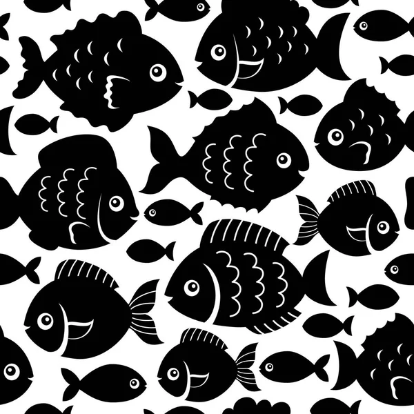 シームレスな魚のシルエットのテーマ 1 — ストックベクタ