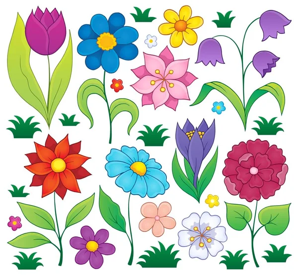 Primavera flores conjunto temático 1 — Archivo Imágenes Vectoriales