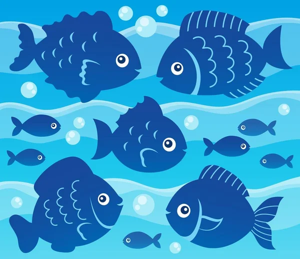 Silhouettes d'eau et de poisson image 3 — Image vectorielle