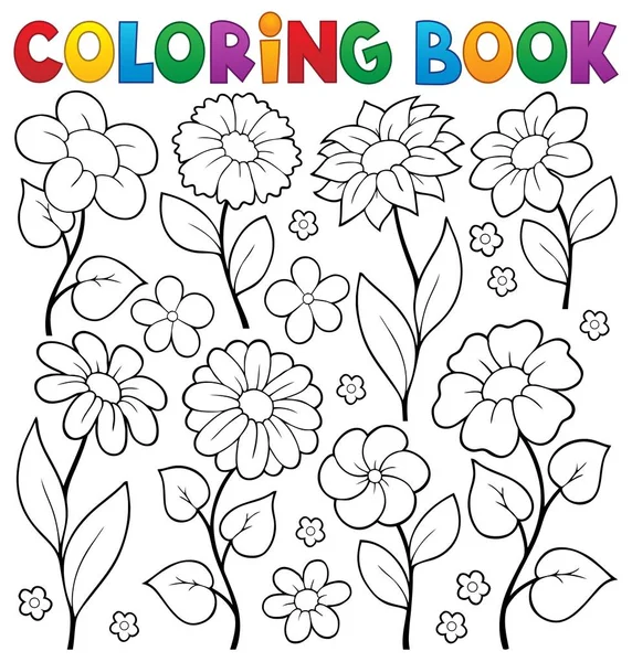 Libro da colorare tema fiore 3 — Vettoriale Stock