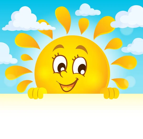 Imagen del tema del sol al acecho feliz 4 — Archivo Imágenes Vectoriales