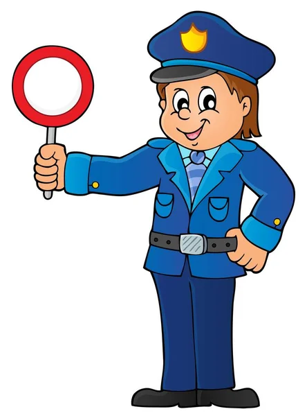 Policeman holds stop sign theme 1 — Stock Vector