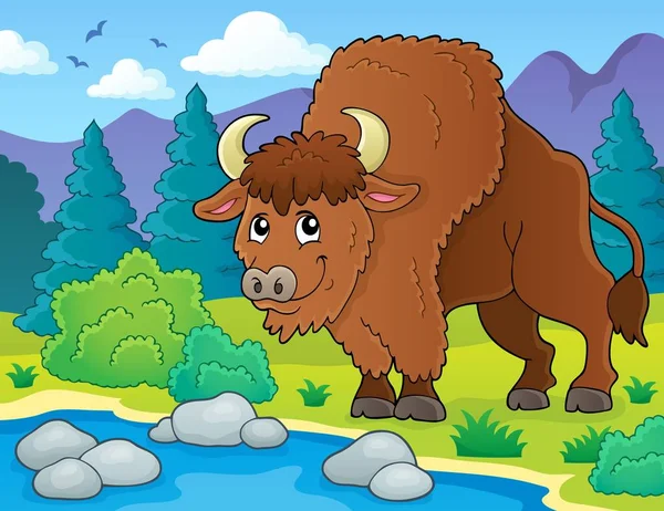 Immagine tema bisonte 2 — Vettoriale Stock