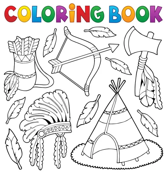 Livre à colorier Amérindien thème 1 — Image vectorielle