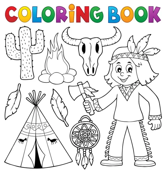 Coloring book Native American theme 2 — Stock Vector