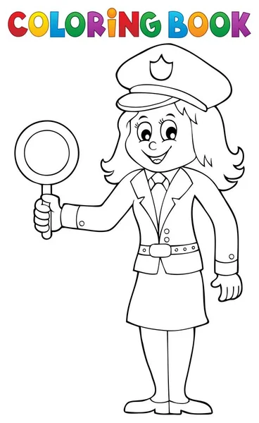 Coloring book policewoman image 1 — Stock Vector