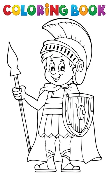 Libro para colorear soldado romano — Vector de stock