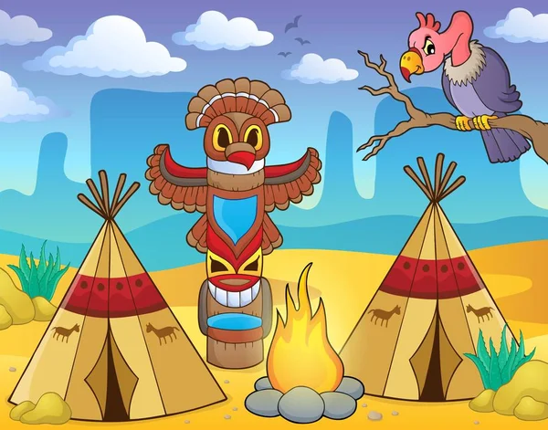 Native American campsite theme image 2 — Stock Vector
