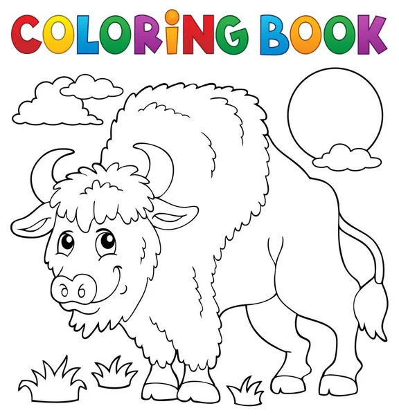 Coloring book bison theme 1 — Stock Vector